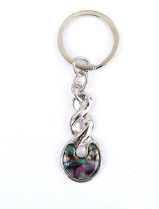 NZ Paua Shell Friendship or Love Twist Keychain