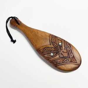 Mahogany Maori Patu with Stylised Wheku Face Carving