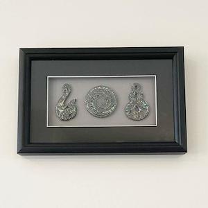 Internet only: Framed Paua Shell Maori Carvings Wall Art