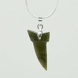 Genuine NZ Greenstone Shark Tooth Necklace