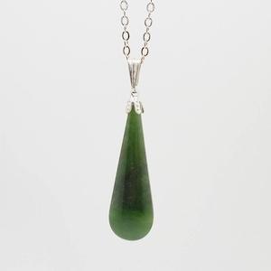 Internet only: Silver and NZ Greenstone Drop Necklace