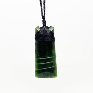 Genuine NZ Greenstone Toki Notched Necklace