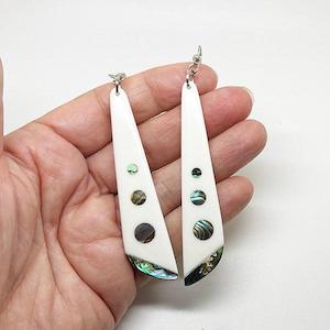 Internet only: Pretty Bone and Paua Shell Drop Earrings