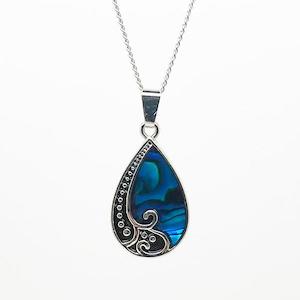 Pretty Paua Shell Teardrop Necklace