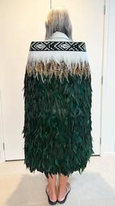 Gorgeous Forest Green Maori Korowai Cloak