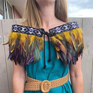 Internet only: Gold and Purple Short Ceremonial Korowai