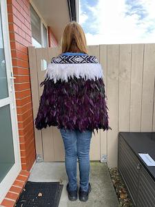 Purple and White Maori Korowai Cape