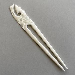 Maori Bone Carved Hook Heru Hair Comb