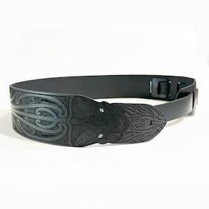 Stunning Maori Leather Guitar Strap