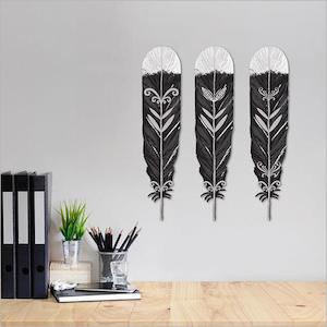 Internet only: NZ Huia Feathers Wall Art Set