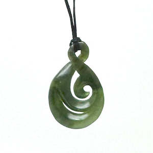 Genuine NZ Greenstone Maori Twist Necklace with Koru