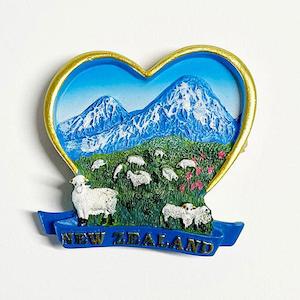 New Zealand Heart Sheep and Mountains Magnet