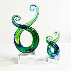 Maori Glass Twist Koru Trophy or Ornament