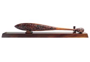 Mahogany Maori Waka Hoe Paddle with Optional Stand