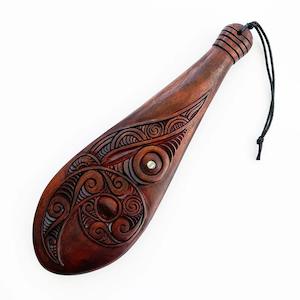 Mahogany Maori Patu with Koru Carving