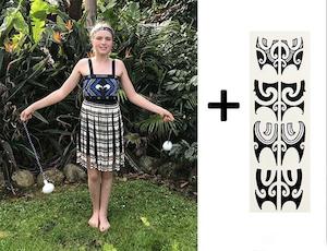 Internet only: Blue Maori Girls Costume Set with Poi and Tattoo