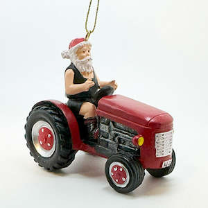 NZ Santa Claus Farmer on Tractor Xmas Ornament