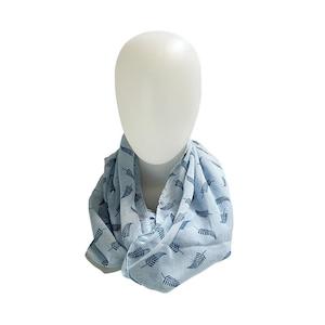 Soft Blue Infinity Scarf with Denim NZ Silver Ferns