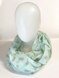 Internet only: Soft Green NZ Infinity Scarf with Silver Ferns