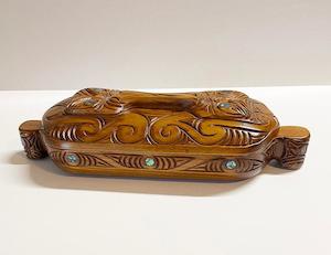 37cm Maori Haehae Wakahuia Treasure Box