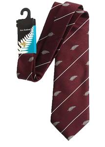 Mens Silver Fern Tie with Kiwi Lapel Badge