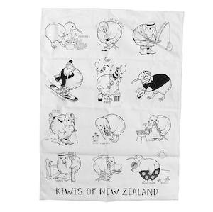 Fun Kiwis of NZ Tea Towel