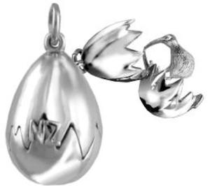 Internet only: Kiwi in Egg Moving Sterling Silver Pendant or Charm