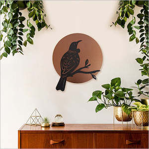 Internet only: Brushed Copper NZ Tui Bird Art Circle