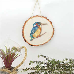 Kotare Kingfisher Wood Slice Inspired Wall Art