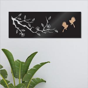 Large NZ Fantail and Pohutukawa Wall Panel