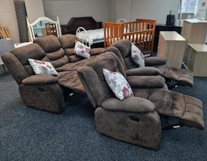 Suede Full Recliner Suite 3+1+1 - Chocolate Brown - Zone