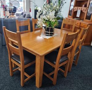 Solid Oak Wood 7-Piece Dining Suite - Zone