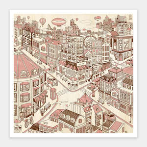 Showpiece 1600 Piece Square Puzzle: Happiness Town - 1600 Piece Jigsaw Puzzle