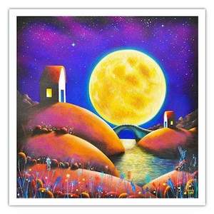 Showpiece 1600 Piece Square Puzzle: Golden Moon River - 1600 Piece Jigsaw Puzzle