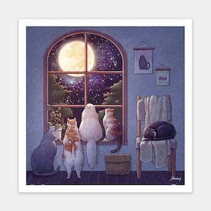 Viewing the Moon - Kitten's Life Routine - 900 Piece Jigsaw Puzzle