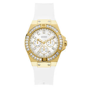 Watch: Guess Luna Gold Rubber Strap Women's Watch W0653L3