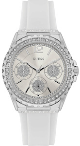 Guess Starlight White Rubber Strap Crystal Dial Women's Watch W0846L8