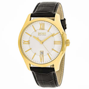 Watch: Hugo Boss White Dial Leather Strap Men's Watch 1513020