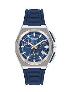 Watch: Quantum Men's Navy Chronograph Silicone Strap Watch – PWG1078.399