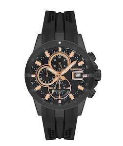 Quantum Men's Black Chronograph Silicone Strap Watch – HNG893.851