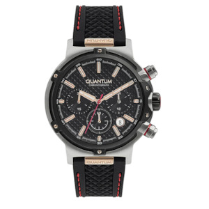 Quantum Black Chronograph Silicone Strap Men's Watch HNG956.351