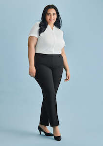 Biz Corporates Pants: Womens Cool Stretch Tapered Leg Adjustable Waist Pant  RGP315L 8 / Charcoal