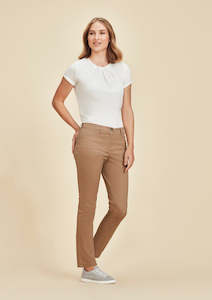 Biz Corporates Pants: Womens Slim Leg Stretch Chino Pant RGP263L 6 / Desert