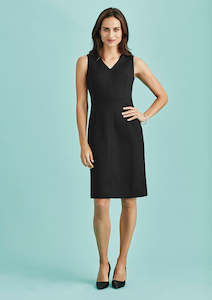 Biz Corporates Dresses: Womens Cool Stretch Sleeveless V-Neck Dress 30121 8 / Charcoal