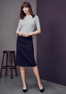 Biz Corporates Dresses: Womens Comfort Wool Stretch Relaxed Fit Lined Skirt 24011 26 / Charcoal