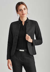 Womens Comfort Wool Stretch Short Jacket with Reverse Lapel 64013 8 / Charcoal