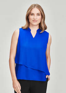 Biz Corporates Shirts: Womens Seville Sleeveless Layered Blouse RB260LN 16 / Cobalt