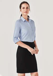 Biz Corporates Shirts: Womens Charlie 3/4 Sleeve Shirt RS968LT 6 / Blue Chambray