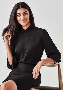 Biz Corporates Shirts: Womens Lucy 3/4 Sleeve Blouse RB965LT 8 / Black