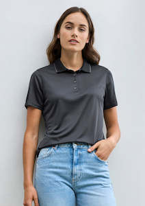 Biz Collection Polos: Womens Echo Short Sleeve Polo P412LS 6 / Black Graphite